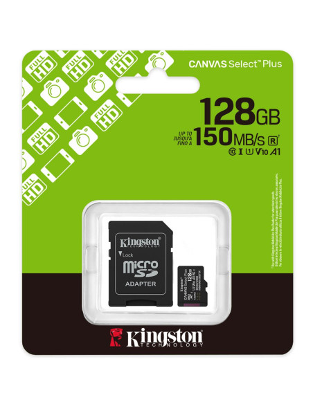 Memoria Micro SDXC 128GB Kingston Class 10 + Adaptador Canvas Select Plus 150mb/s
