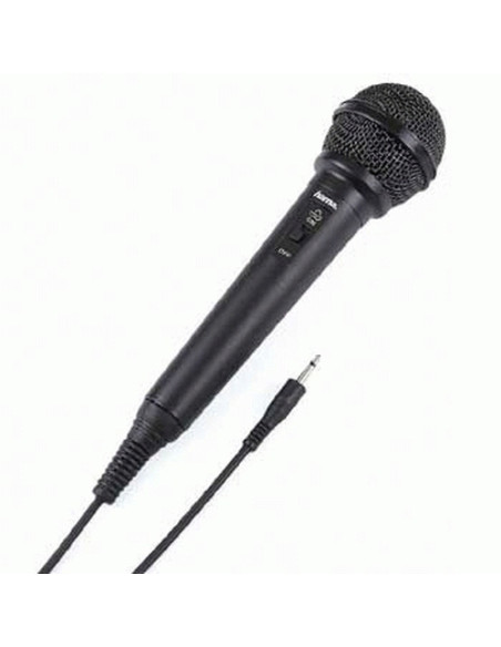 Hama Micrófono dinámico DM20, micrófono de mano, con conector jack de 3,5 mm y de 6,35 mm, con adaptador para conectarlo a un si