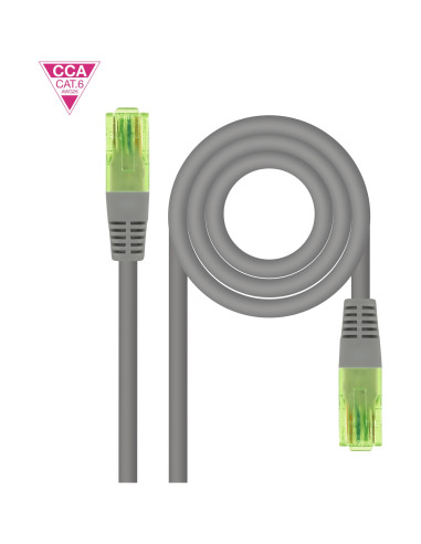 Nanocable Cable de Red Latiguillo RJ45 CAT.6 UTP AWG26 CCA, Gris, 10 m