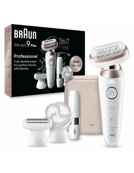 Braun Silk-épil 9 Flex 9-360 3D 40 pinzas Rosa, Blanco