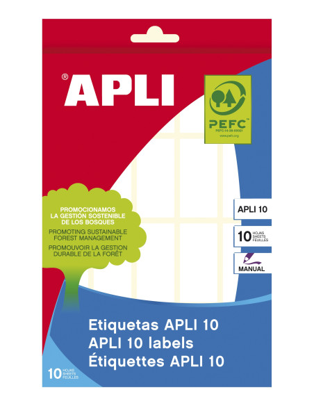 APLI 01641 etiqueta autoadhesiva Plaza Permanente Blanco 200 pieza(s)
