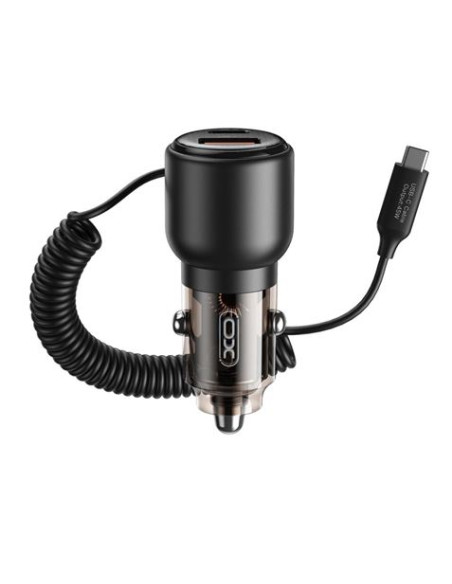 CARGADOR COCHE 2USB 65W+45W CON CABLE TIPO C TIPO CORDON XO