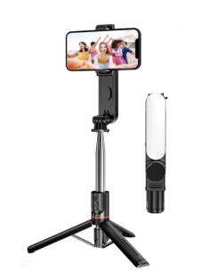 PALO SELFIE INALAMBRICO CON LUZ DE RELLENO TRIPODE