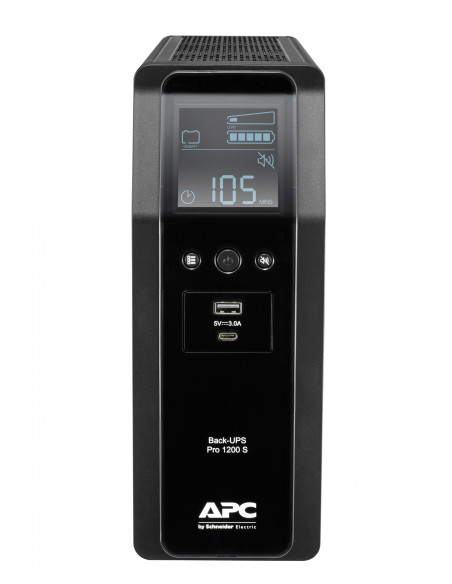 APC BACK UPS PRO BR LÍ­nea interactiva 1200VA, 720 W, 8 salidas AC Negro