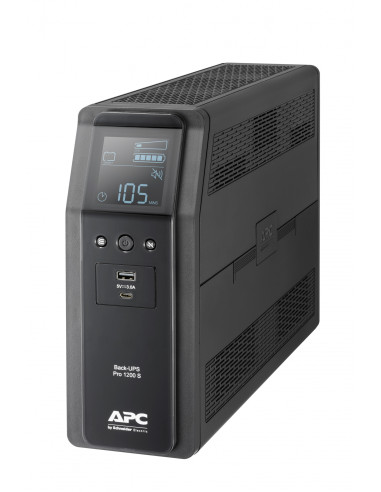 APC BACK UPS PRO BR LÍ­nea interactiva 1200VA, 720 W, 8 salidas AC Negro