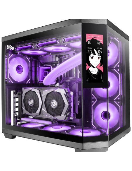 Mars Gaming MC3TCORELCD carcasa de ordenador Midi Tower Negro