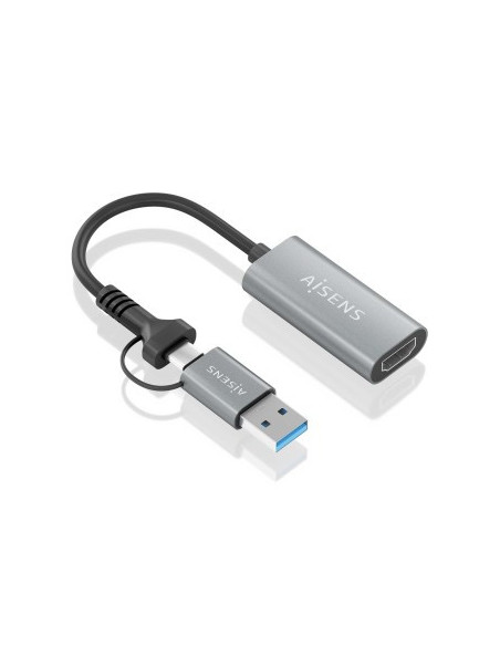AISENS Conversor Aluminio USB-A+USB-C A HDMI 1080P@60Hz,