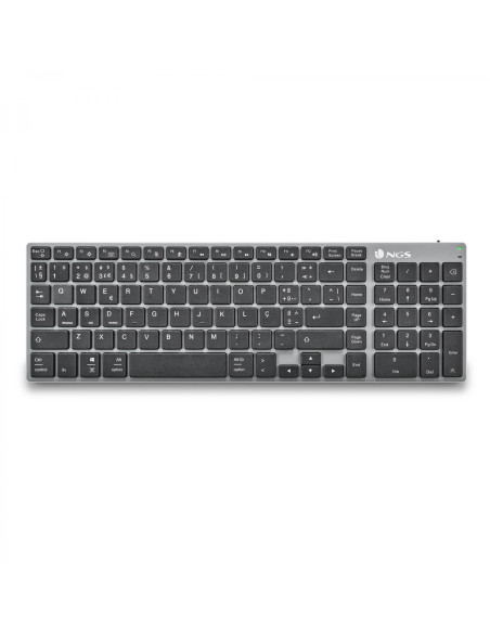 NGS FORTUNE-BT, QWERTY, PT teclado Bluetooth Portugués Negro, Plata