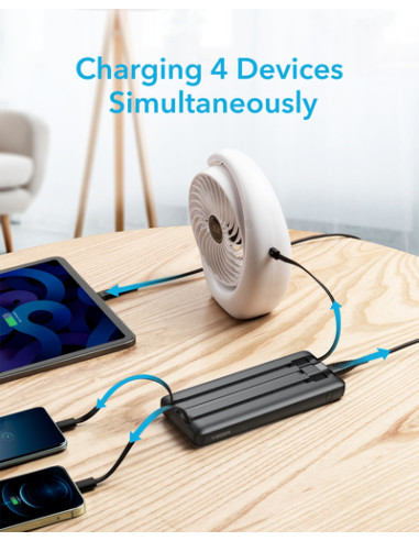 Veger VG-W2059 Power Bank 20.000 mAh Con 4 cables USB-C Micro USB 8 Pin USB-A