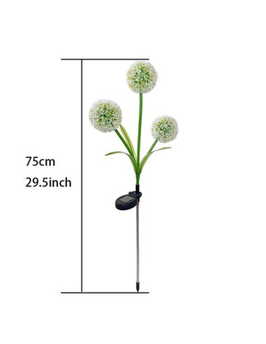 ESTACA SOLAR DECORATIVA FLORES REDONDAS JARDIN 75CM