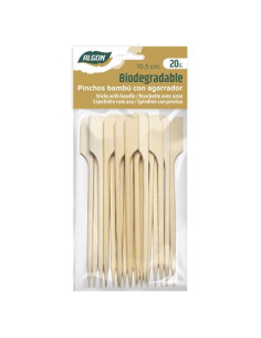 PACK 20 PINCHOS BAMBU CON AGARRADOR 10.5CM