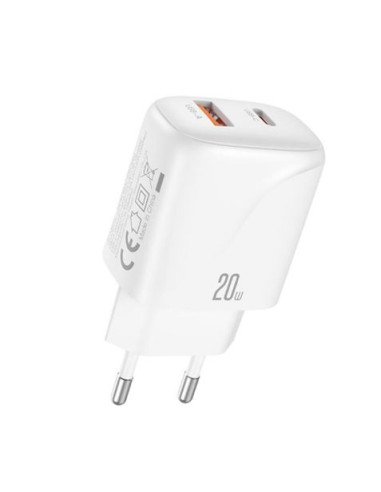 CARGADOR USB+USB-C 20W L158 BLANCO XO