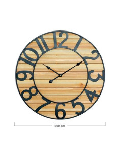 RELOJ PARED VINTAGE NEGRO/MADERA CLARA 60CM