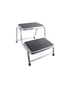 TABURETE ACERO 2 PELDAÑOS MADER