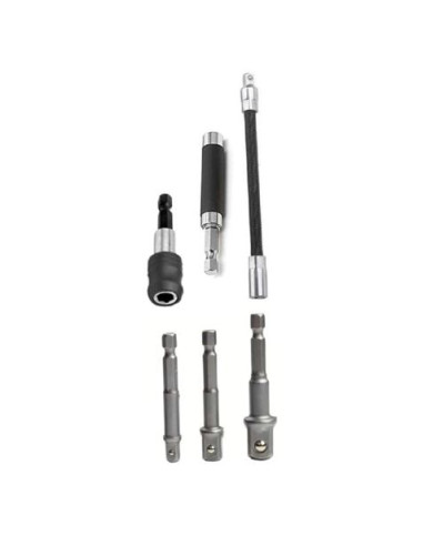 JUEGO 6 PCS ADAPTADORES LLAVE DE VASO + EXTENSIONES MADER