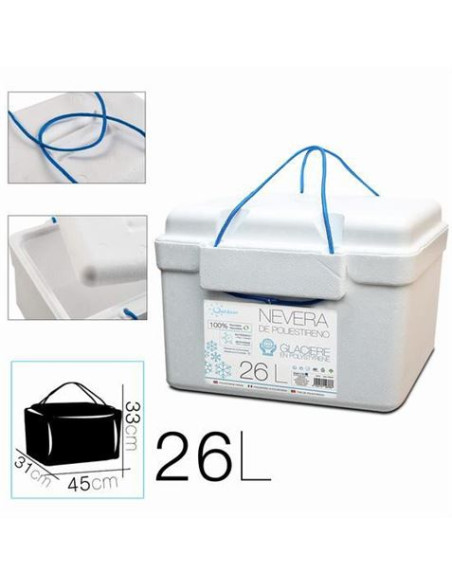 NEVERA DE POLIESTIRENO 26 LITROS CON ASAS PLASTICA