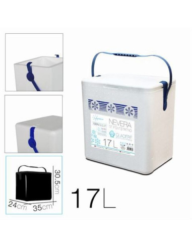NEVERA DE POLIESTIRENO 17 LITROS CON ASAS PLASTICA