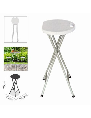 TABURETE PLEGABLE ALTO COCTEL BLANCO 32.5X29XH70CM