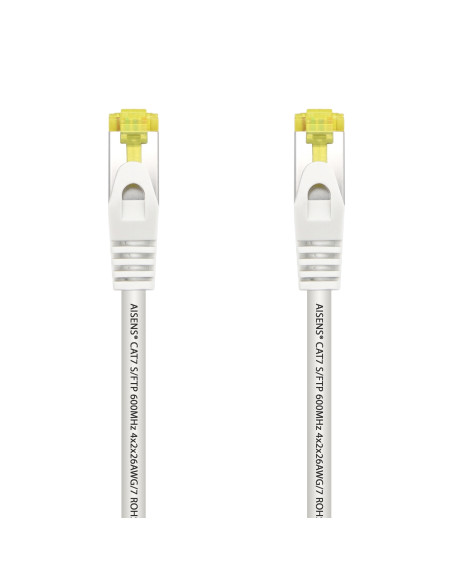 AISENS Cable De Red Latiguillo RJ45 LSZH Cat.7 600 MHz S/FTP PIMF AWG26, Blanco, 0.5 m