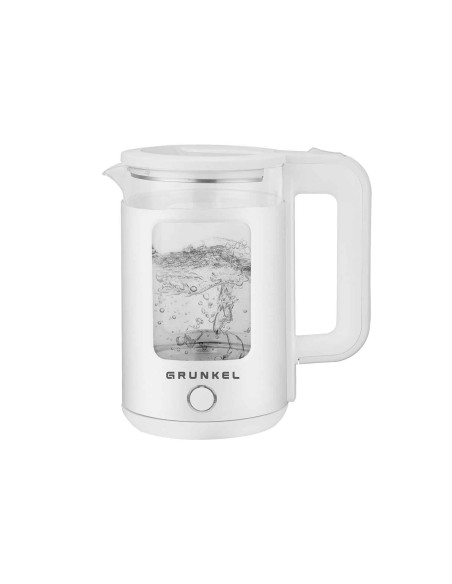 Grunkel HV-18CWPBL tetera eléctrica 1,8 L 1500 W Transparente, Blanco