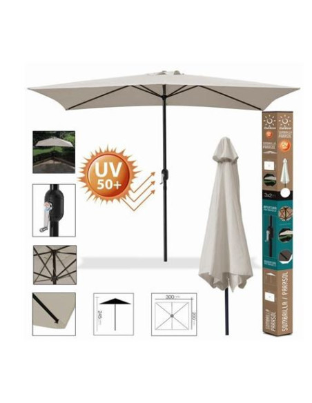 SOMBRILLA JARDIN 3X2 METROS UV50+ BEIGE
