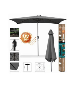 SOMBRILLA JARDIN 3X2 METROS UV50+ ANTRACITA