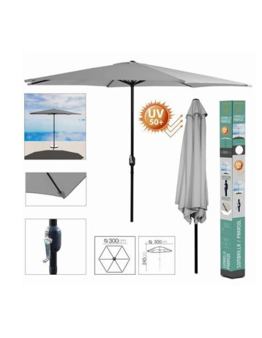 SOMBRILLA JARDIN 300CM METROS GRIS