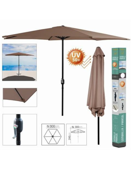 SOMBRILLA JARDIN 300CM METROS MARRON