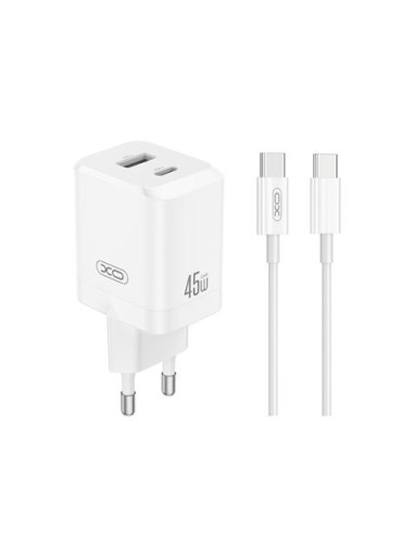 CARGADOR USB+USB-C 45W CON CABLE TIPO-C BLANCO XO