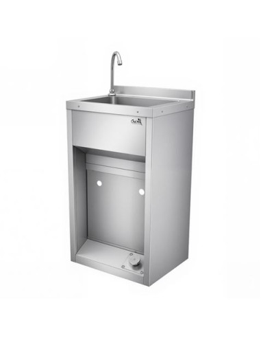 LAVAMANOS ACERO INOX INDUSTRIAL CON GRIFO DE PIE Y DISPENSADOR CHEF PRO