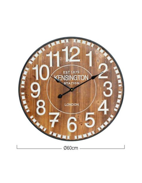 RELOJ DE PARED VINTAGE MADERA OSCURA 60CM