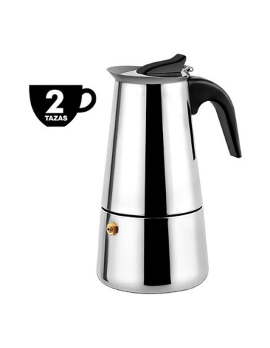 CAFETERA ESPRESSO ITALIANA DE ACERO INOXIDABLE 2 TAZAS MUVIP