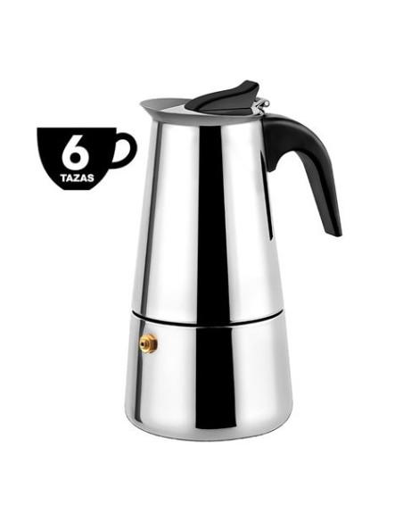 CAFETERA ESPRESSO ITALIANA DE ACERO INOXIDABLE 6 TAZAS MUVIP