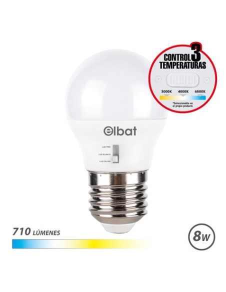 BOMBILLA LED G45 | 8W | 710LM | E27 | LUZ CALIDA/BLANCA/FRIA | ELBAT