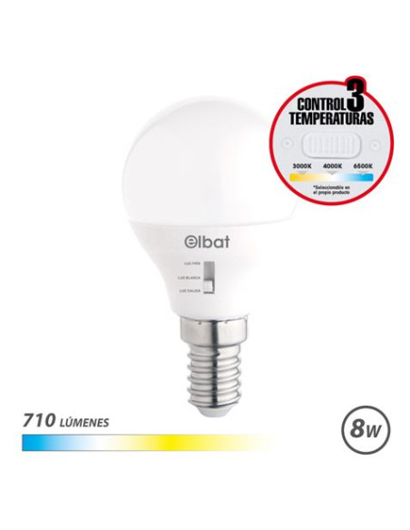 BOMBILLA LED G45 | 8W | 710LM | E14 | LUZ CALIDA/BLANCA/FRIA | ELBAT