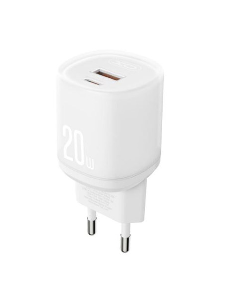 CARGADOR RAPIDO USB-A / USB-C 20W L144 BLANCO XO