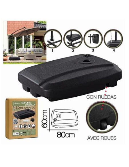 SOPORTE PARA SOMBRILLA 60 LITROS CON RUEDAS