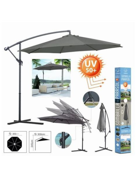 SOMBRILLA EXCENTRICA ANTRACITA 300CM