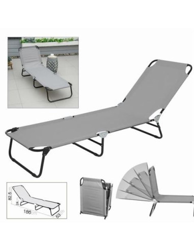 TUMBONA GRIS OSCURA PLEGABLE GRIS CLARO 185X53X24