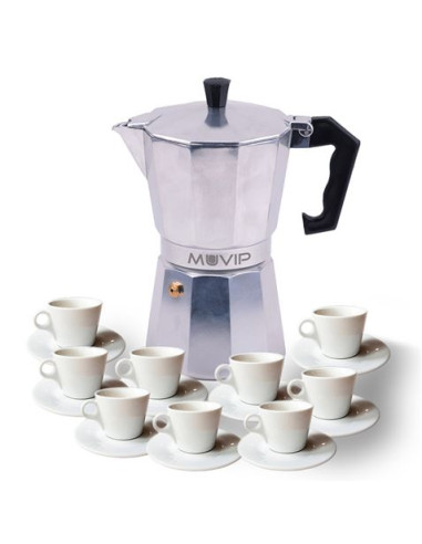 CAFETERA 9 TAZAS ALUMINIO ANTIADHERENTE MUVIP