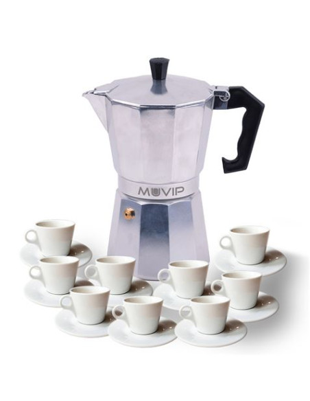 CAFETERA 9 TAZAS ALUMINIO ANTIADHERENTE MUVIP