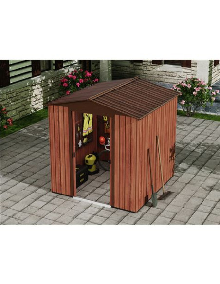 CASETA DE METAL | PUERTAS CORREDERAS 185X181X200CM (3.36M2) EFECTO MADERA