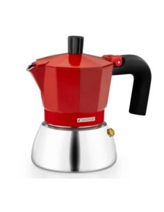 CAFETERA ITALIANA 9 TAZAS INDUCCION INOX ROJA MONIX