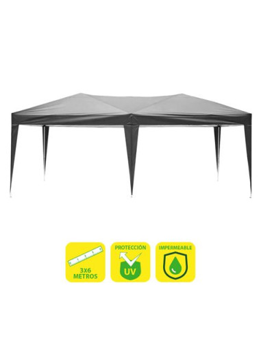 CARPA PLEGABLE ACERO 3X6 METROS GRIS SUNGARDEN