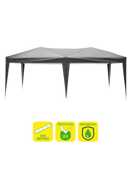 CARPA PLEGABLE ACERO 3X6 METROS GRIS SUNGARDEN