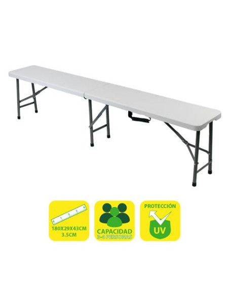 BANCO DE RESINA PLEGABLE 180X29X43CM 3.5CM SUNGARDEN