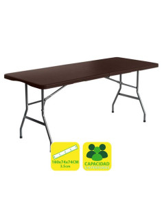 MESA DE RESINA PLEGABLE EFECTO RATÁN 180X74X74CM 3.5CM SUNGARDEN