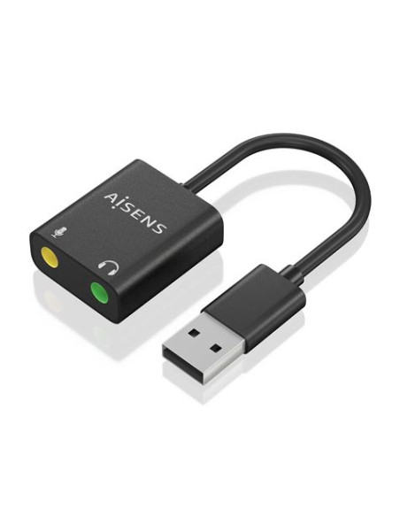AISENS Conversor USB-A a Audio 48KHz, USB-A/M-2xJack 3.5/H, Negro, 10