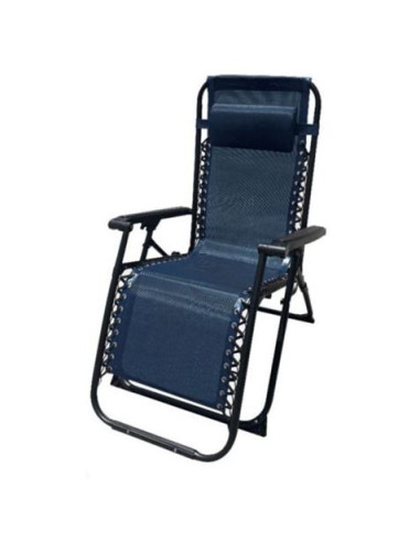 TUMBONA PLEGABLE AZUL MARINO DE ACERO CON COJIN CERVICAL