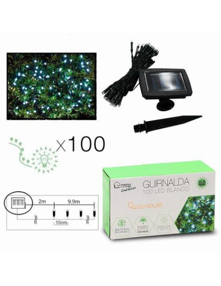 GUIRNALDA DE 100 LED BLANCA 11.9 METROS BATERÍA SOLAR